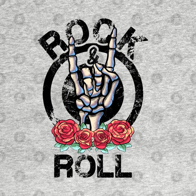 Lets Rock Rock&Roll Vintage Retro Skeleton Hand Rock Concert by MerchBeastStudio